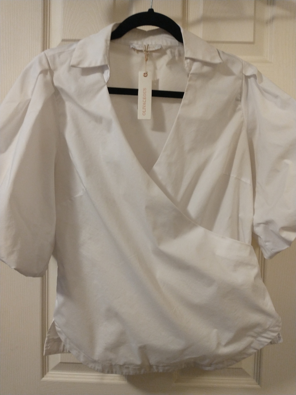 Olivaceous Blouse with Puff Sleeves